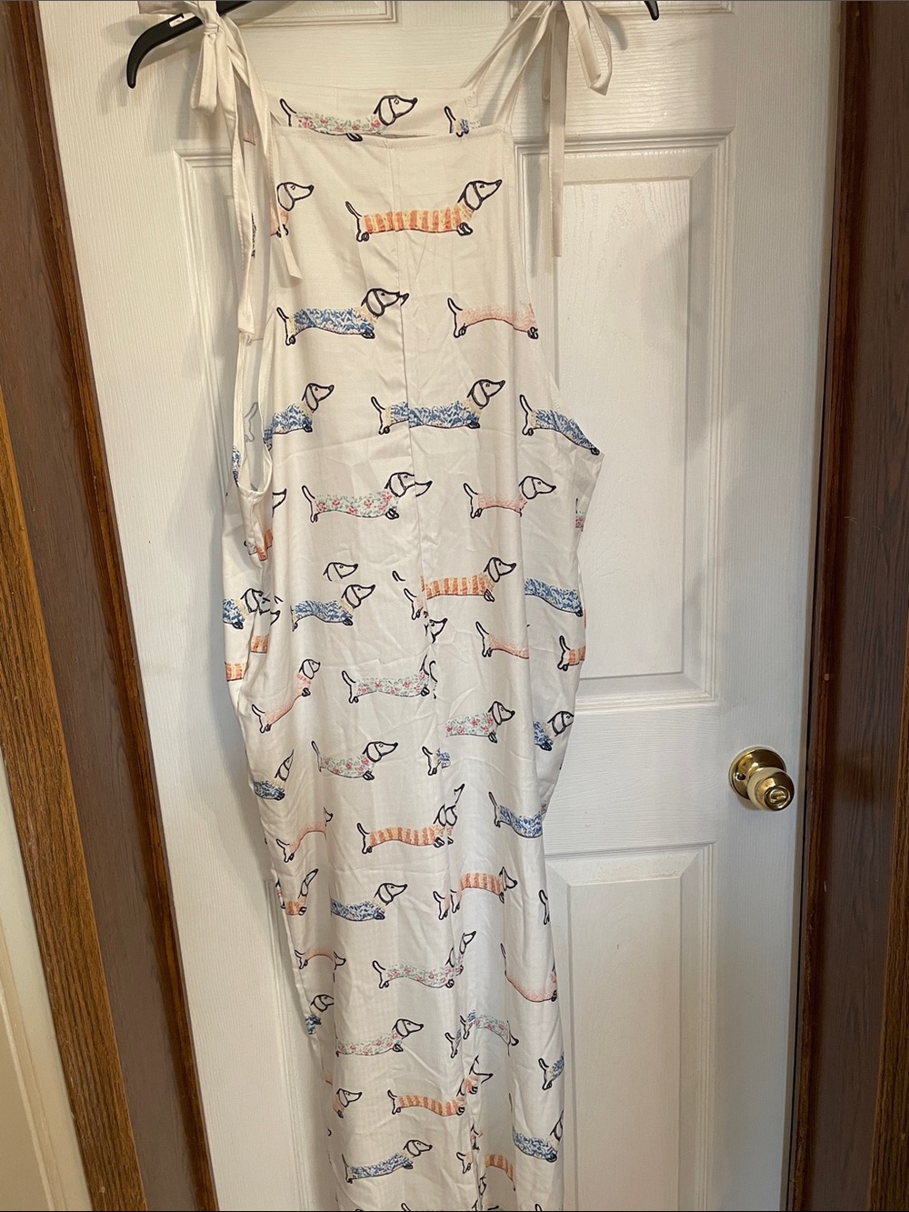 Source Unknown Cream Jumpsuit with Multicolor Dachshund Print